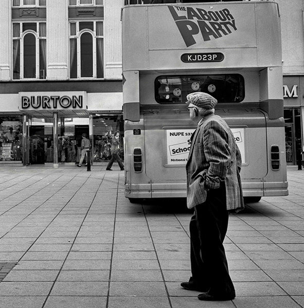 Labour Party Campaign Bus - 1983 General Election. Blackburn Town Centre