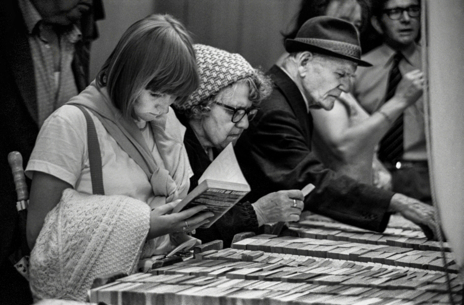 Customers at book stall, 3 day market - Blackburn a Town and Its People