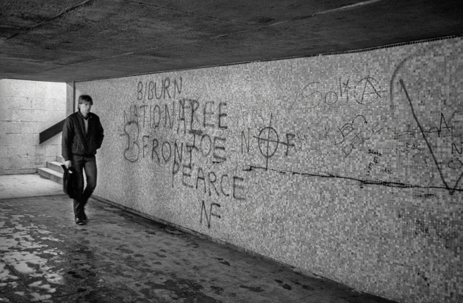 Subway, with political graffiti,  near Boulevard, Blackburn