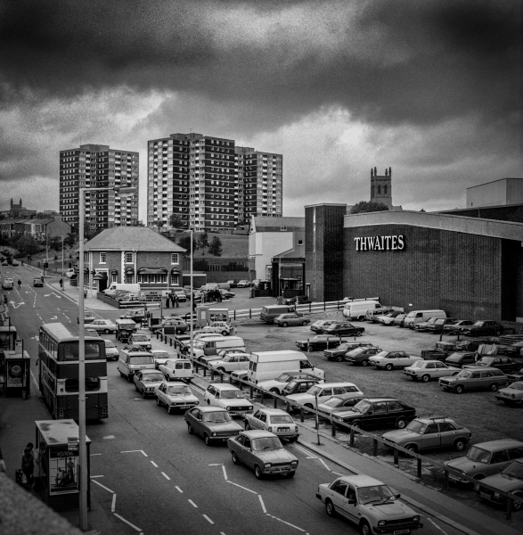 View across Penny Street from multi-story Car Park - Blackburn - A Town and its People by Christopher John Ball