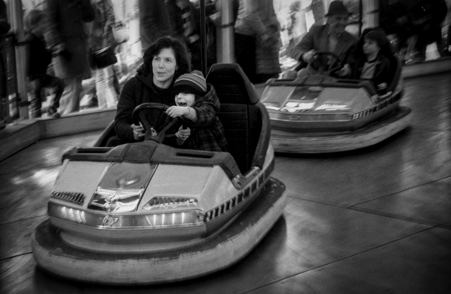 Mother And Son Riding Easter Fair Dodgems - Blackburn a Town and its People Photographic Study