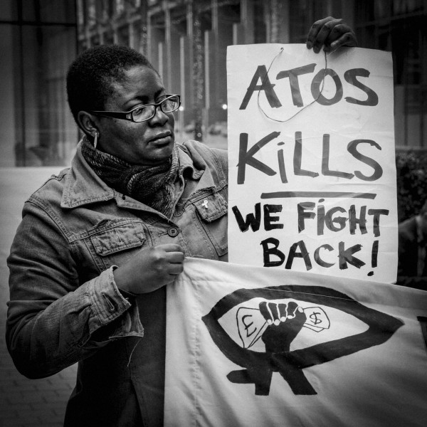 Demonstration by disabled people and carers outside ATOS offices, London 19th February 2014