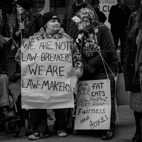 Part Two of Demonstration by disabled people and carers outside ATOS offices, London 19th February 2014