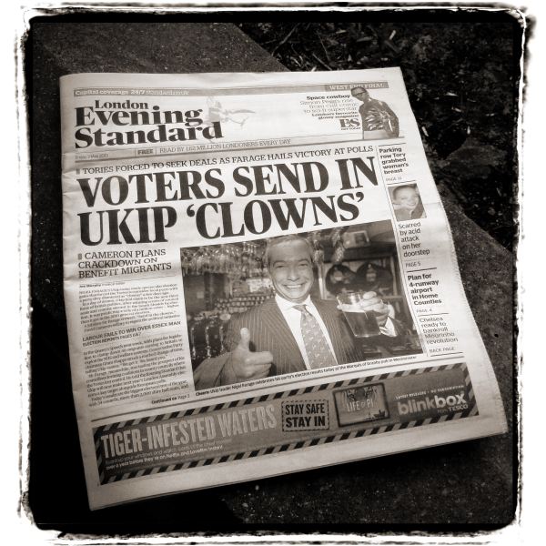 Newspaper UKIP Headline from Discarded: Photographic Essay by Christopher John Ball - Photographer & Writer