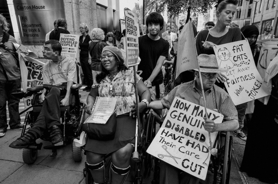 DPAC demonstration outside Department for Work and Pensions, London. 4th September 2013 Photographs by Christopher John Ball