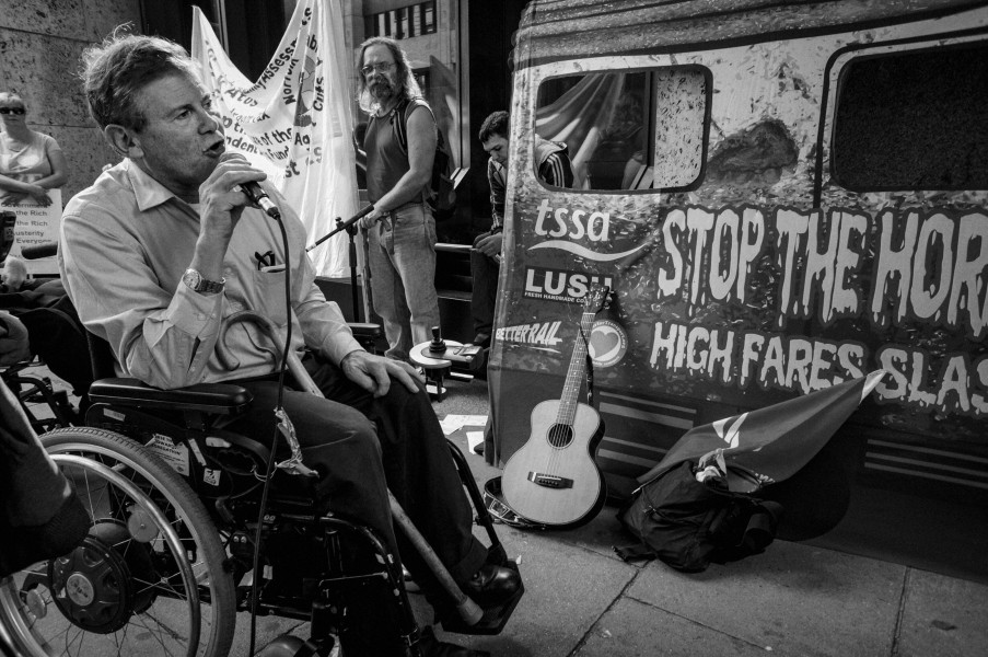 DPAC demonstration outside Department for Work and Pensions, London. 4th September 2013 Photographs by Christopher John Ball