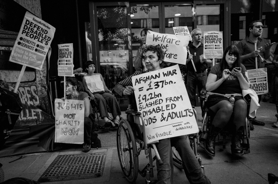 DPAC demonstration outside Department for Work and Pensions, London. 4th September 2013 Photographs by Christopher John Ball