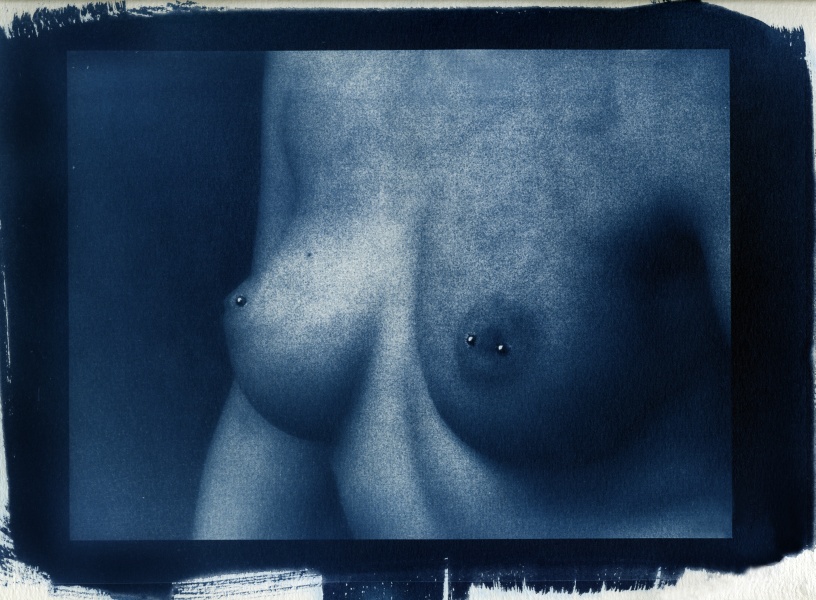 Cyanotype Nude - 5 - Fine Art Cyanotype Flower and Nude Photographs by Christopher John Ball - Photographer & Writer