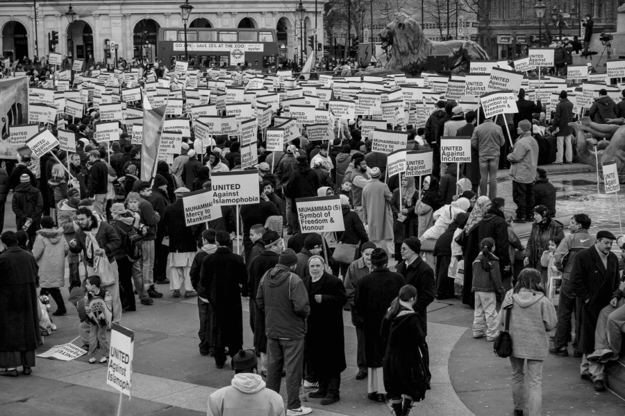 Demonstration against Danish Cartoons held by Muslims at Trafalgar Square 11th February 2006 - London - A City and its People A photographic study by Christopher John Ball - Photographer and Writer