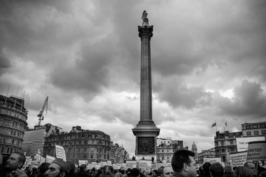 Demonstration against Danish Cartoons held by Muslims at Trafalgar Square 11th February 2006 - London - A City and its People A photographic study by Christopher John Ball - Photographer and Writer