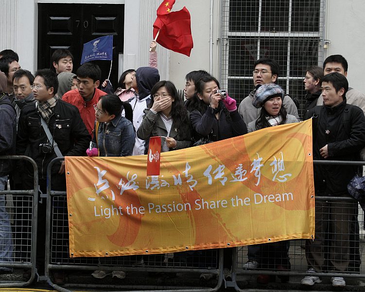 'London - A City and its People' - Olympic Torch Procession with Free Tibet Protest near Russell Square 6th April 2008 - A photographic study by Christopher John Ball - Photographer and Writer